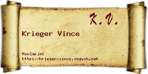 Krieger Vince névjegykártya